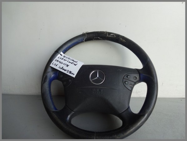 Mercedes Benz W210 MOPF LEDER Lenkrad Lederlenkrad SCHWARZ/BLAU 2104600398 L26
