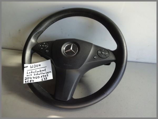 Mercedes Benz W204 Sport Steering Wheel Black 2044601703 9E84 Gearshift Original