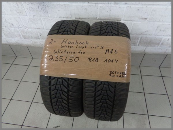 2x Hankook 235 50 ZR18 101V Winter Icept Evo3 X M&amp;S DOT2823 6,9mm Winterreifen