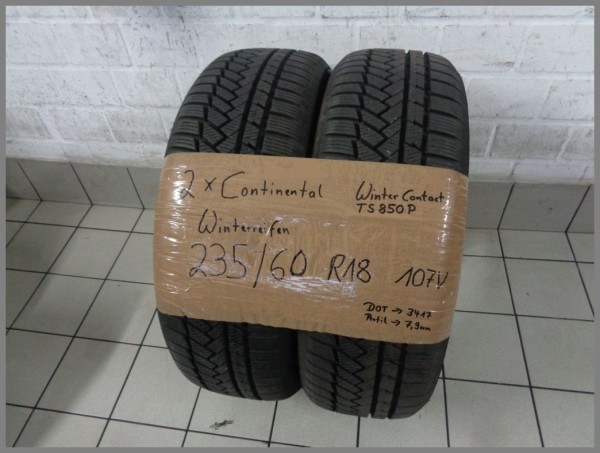 2x Continental 235 60 R18 107V WinterContact TS850P DOT3417 7,9mm Winterreifen