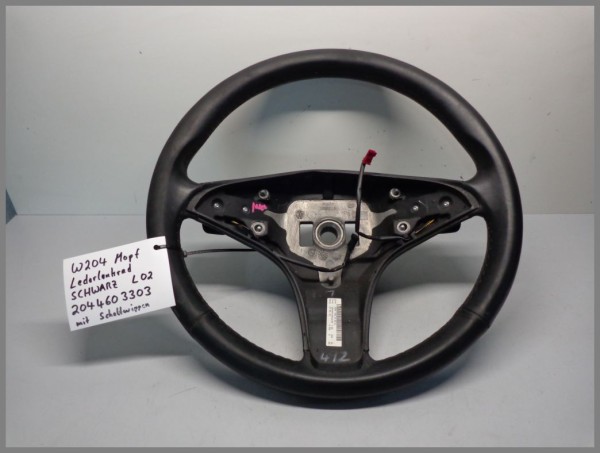 Mercedes Benz W204 Sport Steering Wheel Black 2044603303 9E84 Shift Paddles Original