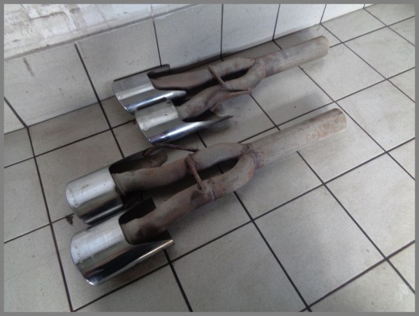 Mercedes W215 W220 AMG 55 exhaust system rear silencer covers 4-pipe original