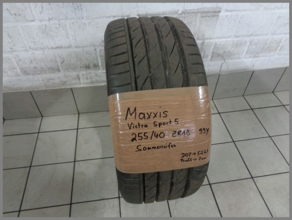 1x Maxxis 255 40 ZR18 99Y Victra Sport 5 DOT5223 7mm summertire