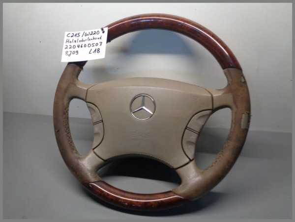 Mercedes C215 W220 S-Class wood steering wheel 2204600503 8J09 Beige L18