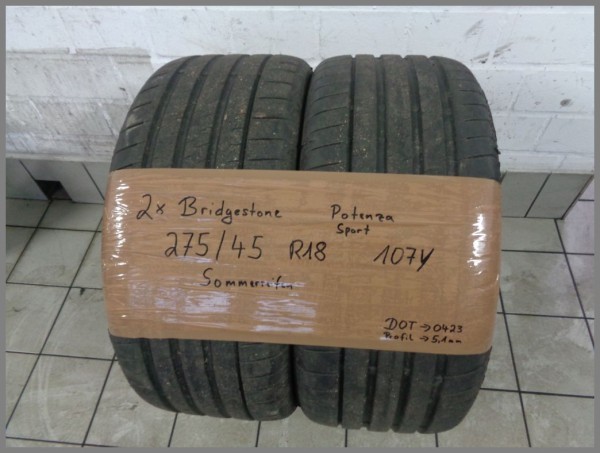 2x Bridgestone 275 45 R18 107Y Potenza Sport DOT0423 5,1mm summertires
