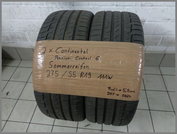 2x Continental 275 55 R19 111W Premium Contact 6 DOT0824 5,8mm Sommerreifen