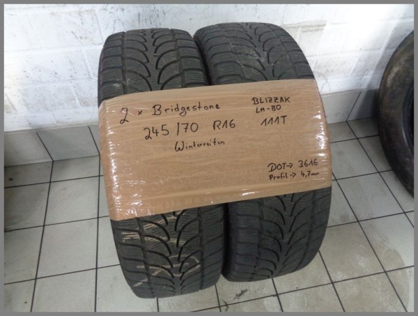 2x Bridgestone 245 70 R16 111T Blizzak LM-80 DOT3616 4,7mm Wintertires