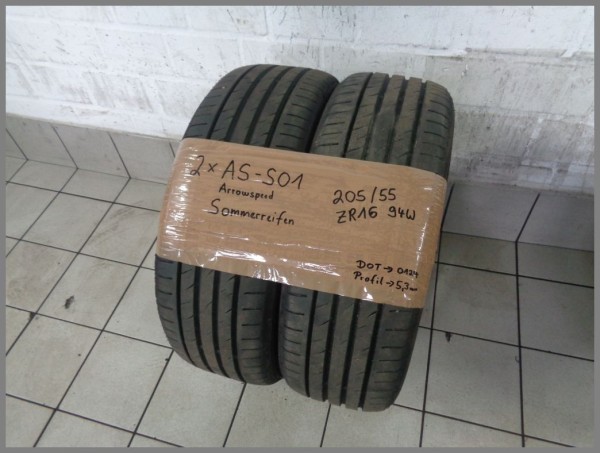 2x AS-S01 Arrowspeed 205 55 R16 94W DOT0124 5,3mm Summertires