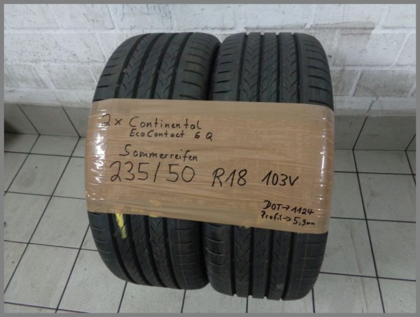 2x Continental 235 50 ZR18 103V EcoContact 6Q DOT1124 5,9mm Sommerreifen