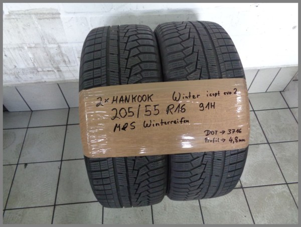 2x Hankook 205 55 R16 91H Winter Icept Evo2 DOT3716 4,8mm Wintertires M&amp;S