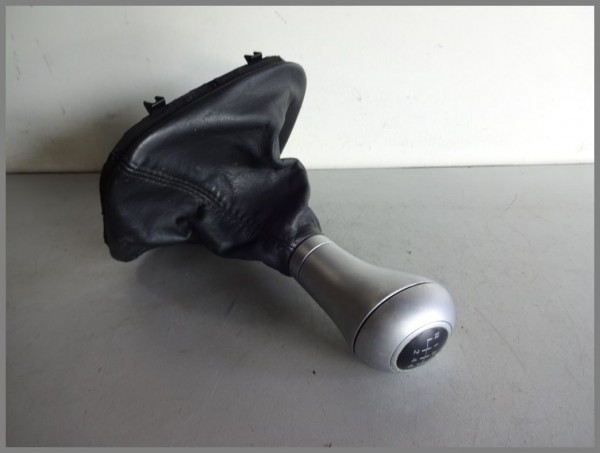 Mercedes W203 Schaltsack Schaltknauf Leder Schwarz 6-Gang Silber 2032671111