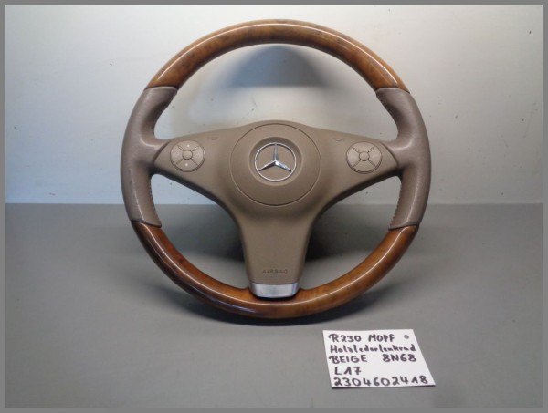 Mercedes R230 W219 HOLZ LEDER Lenkrad 2304602418 8N68 Beige Original L17