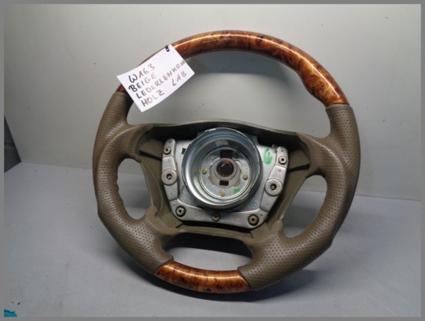 Mercedes Benz W163 ML leather steering wheel TAN BEIGE Wood not original L18