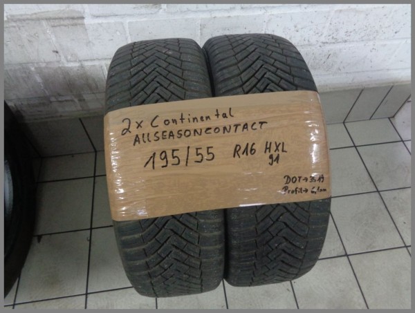 2x Continental 195 55 R16 91H XL All Season Contact DOT3519 6,1mm Allwetterreifen