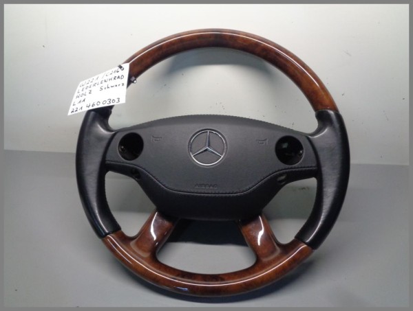 Mercedes W216 W221 PRE-MOPF wooden steering wheel airbag steering wheel black 2214600303