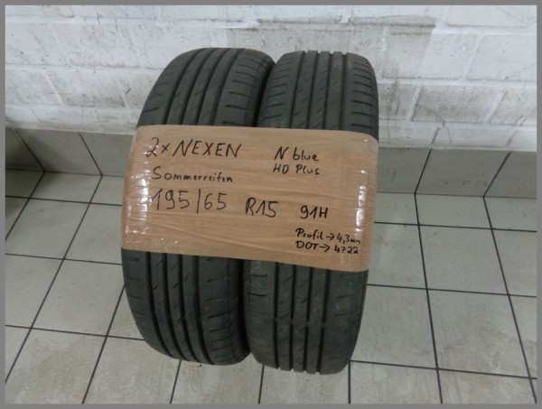 2x Nexen 195 65 R15 91H N Blue HD Plus DOT4722 4,3mm summertires