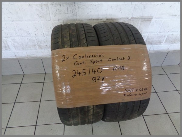 2x Continental 245 40 R18 97Y ContiSportContact3 DOT0918 4,9mm Sommerreifen