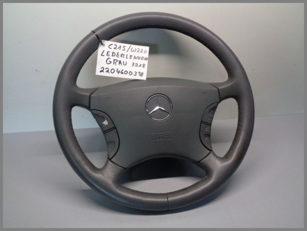 Mercedes Benz W215 W220 Leder Lenkrad Airbaglenkrad 2204600398 7218 GRAU