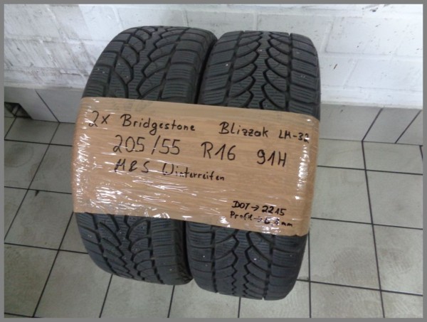 2x Bridgestone 205 55 R16 91H Blizzak LM32 DOT2215 5,1mm M&amp;S Winterreifen